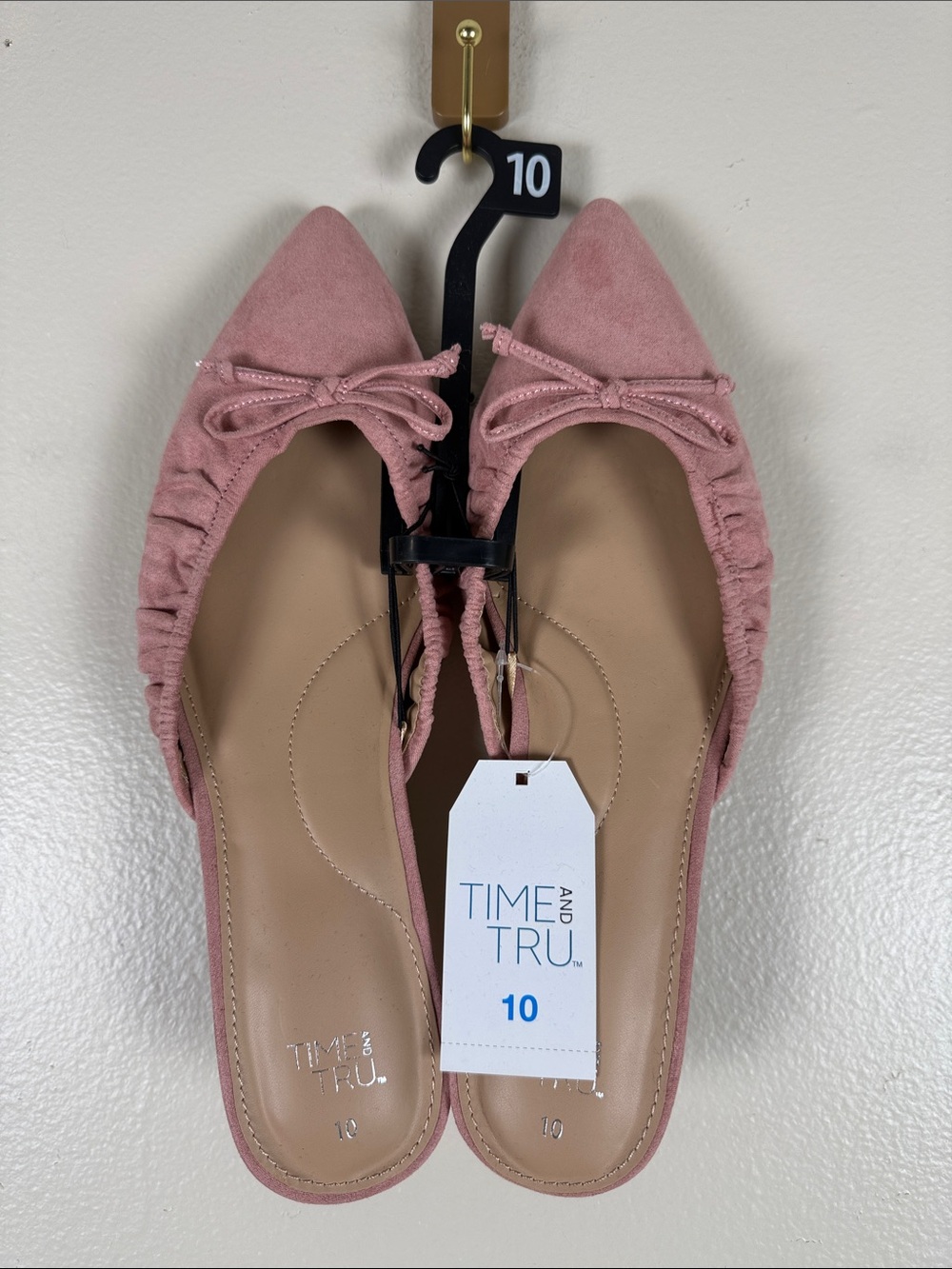 Time and Tru Dusty Pink Bow Backless Pointed-Kitten Heels. NEW